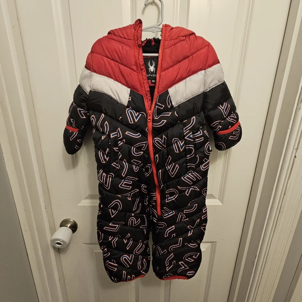 Spyder Red and Black Hooded Puffer Suit